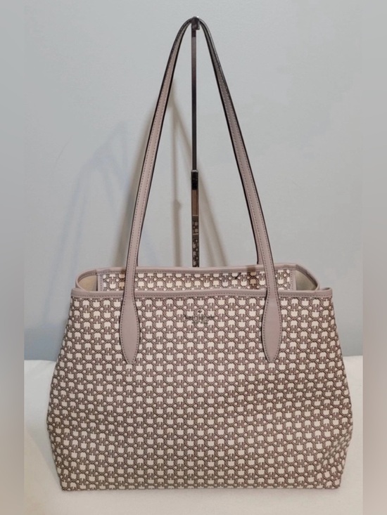 kate spade Handbags - Kate Spade Link Shoulder Tote Bag Taupe Cream Coated Canvas Purse